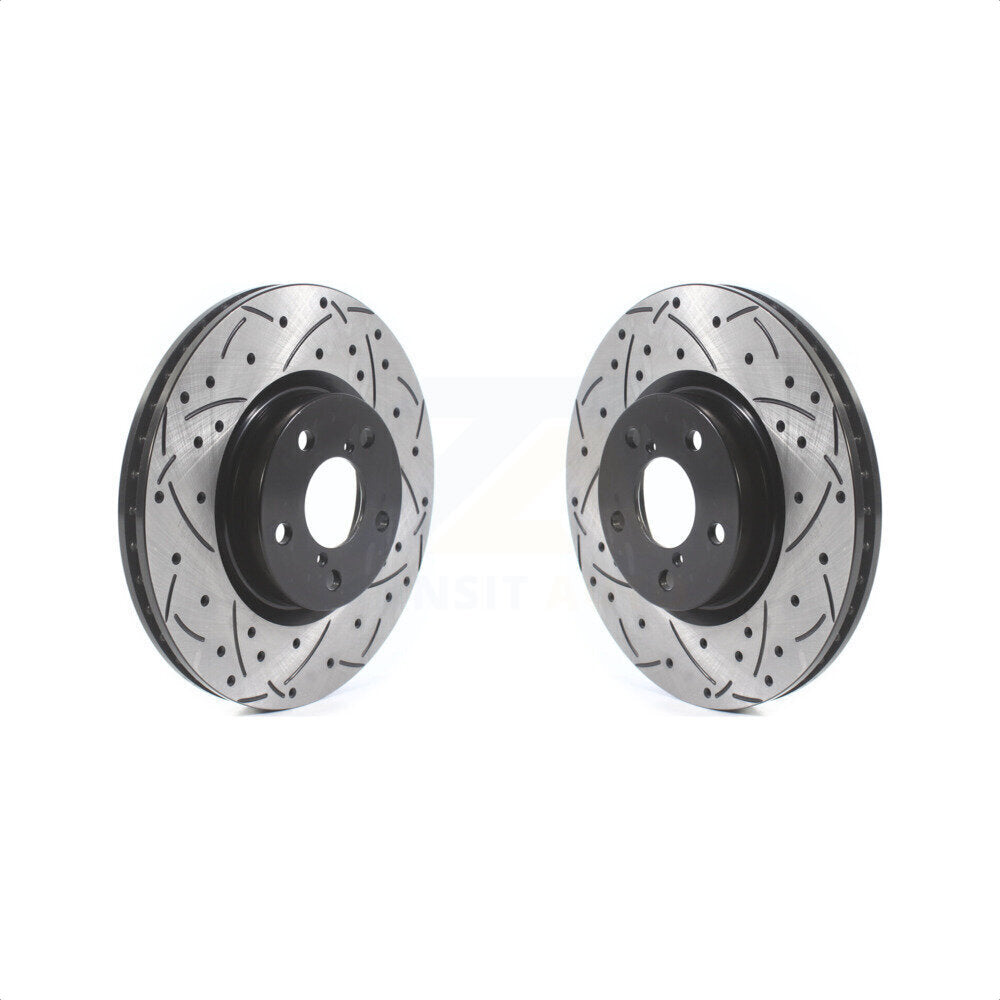 Front Coated Drilled Slotted Disc Brake Rotors Pair For 2017-2021 Subaru Impreza With 276mm Diameter Rotor KD-100411