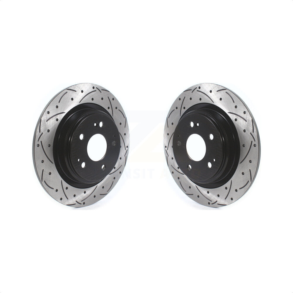 Rear Coated Drilled Slotted Disc Brake Rotors Pair For 2017-2020 Acura MDX KD-100417