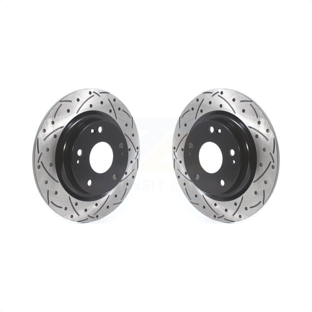 Rear Coated Drilled Slotted Disc Brake Rotors Pair For 2017-2020 Honda Civic Si KD-100420