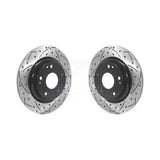 Rear Coated Drilled Slotted Disc Brake Rotors Pair For 2017-2020 Honda Civic Si KD-100420