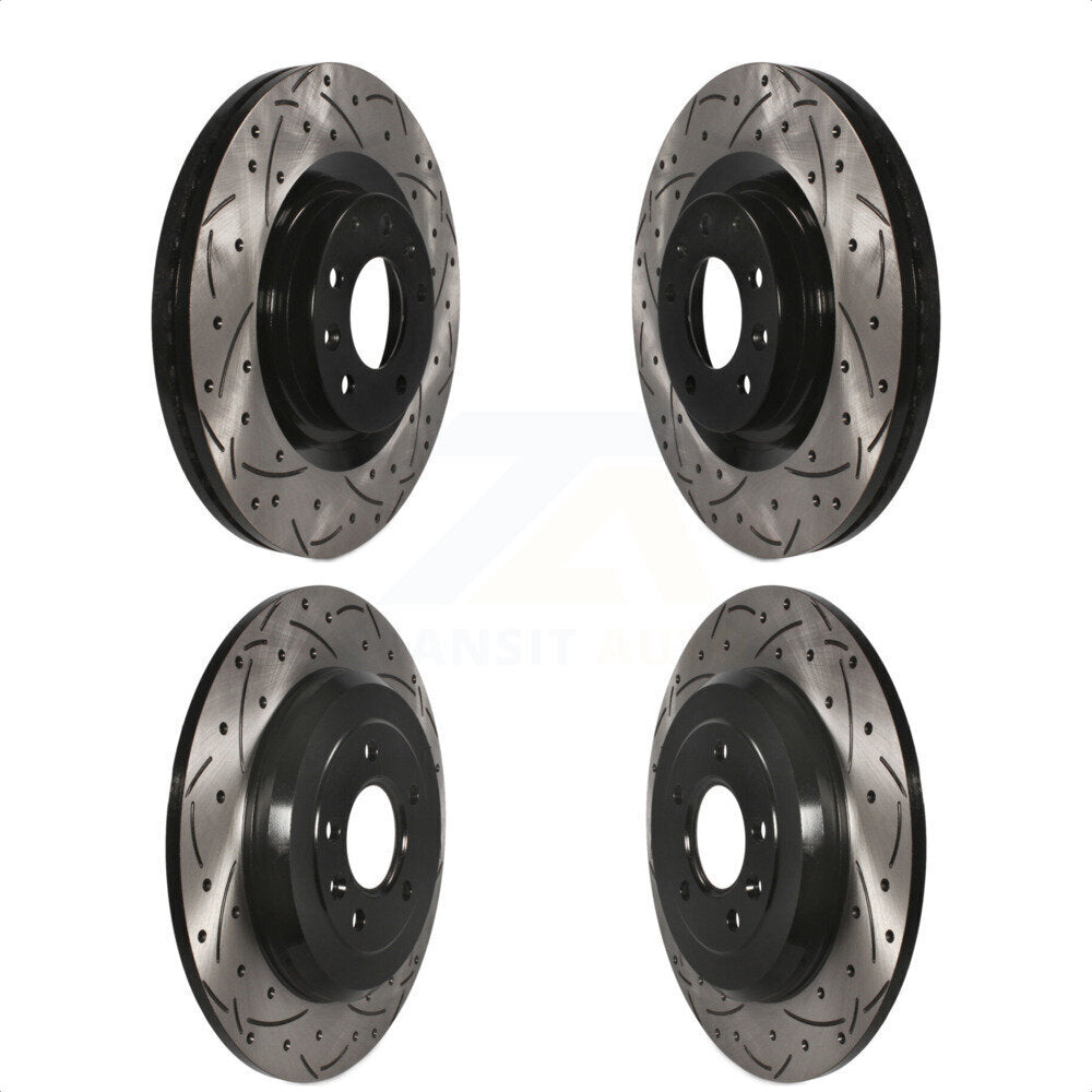 Front Rear Coated Drilled Slotted Disc Brake Rotors Kit For Ford Edge Lincoln MKX KD-100421