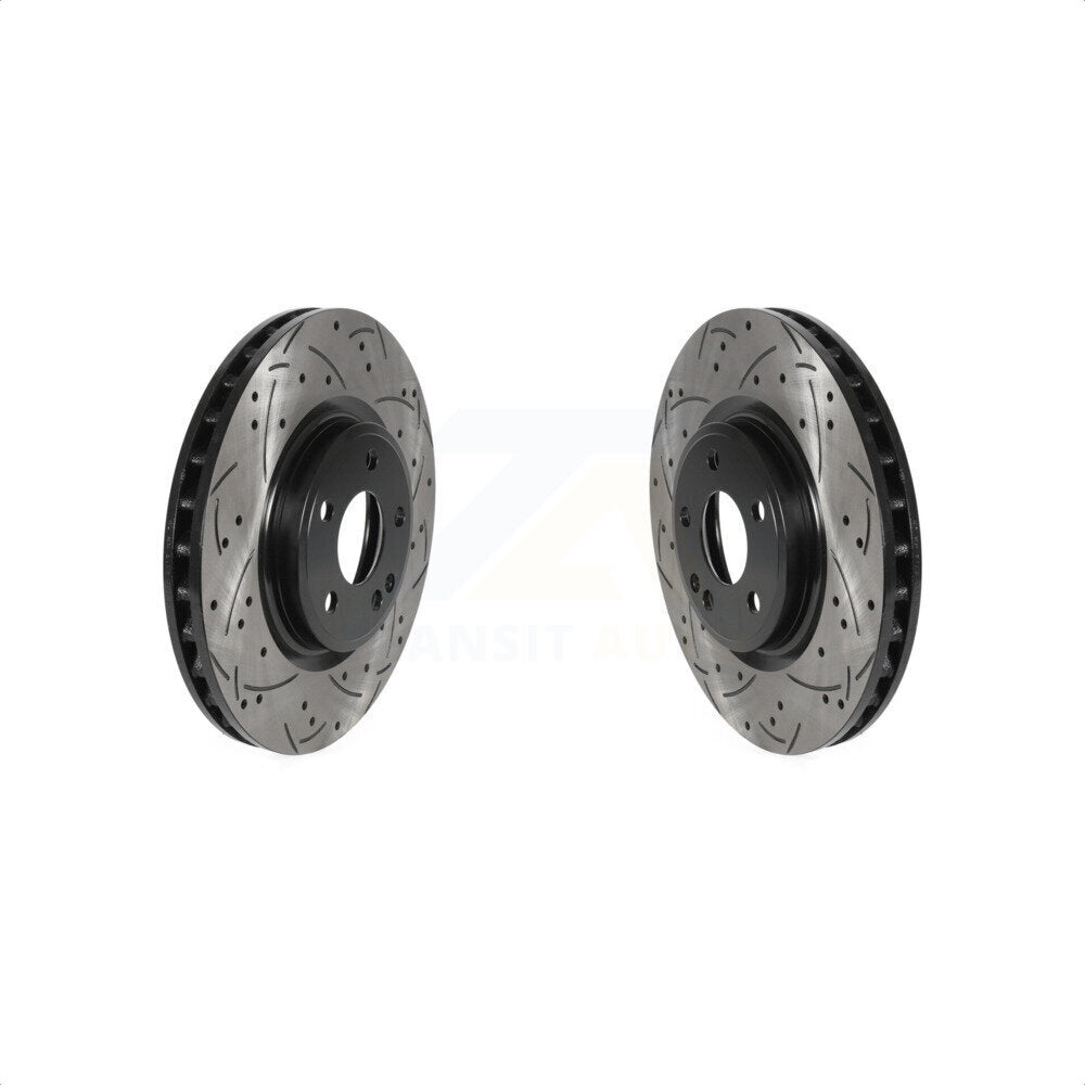 Front Coated Drilled Slotted Disc Brake Rotors Pair For Mercedes-Benz CLA250 GLA250 INFINITI QX30 B Electric Drive B250 KD-100422