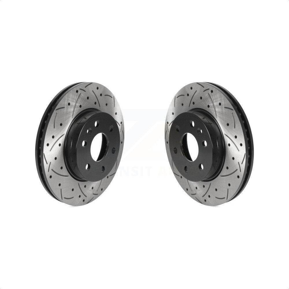 Front Coated Drilled Slotted Disc Brake Rotors Pair For 2015-2020 Chevrolet Colorado GMC Canyon KD-100427