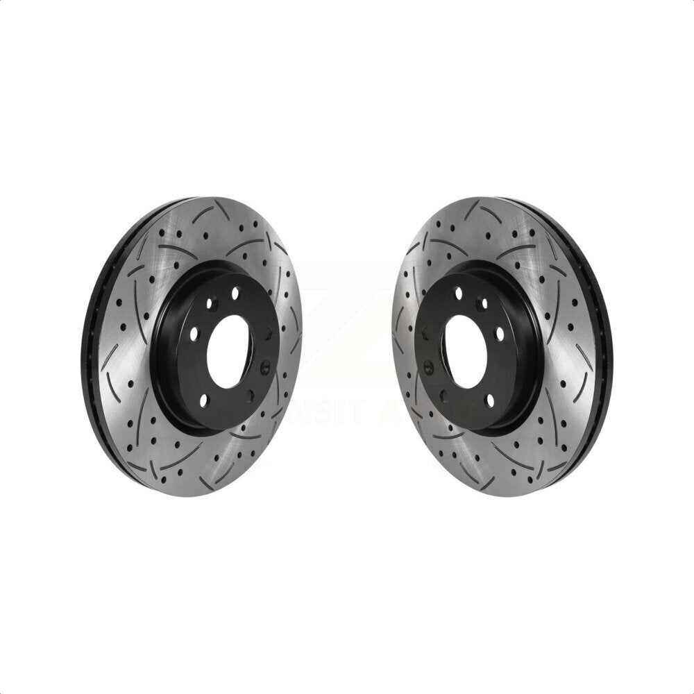 Front Coated Drilled Slotted Disc Brake Rotors Pair For Ford Fusion Mazda 6 Lincoln MKZ Mercury Milan Zephyr KD-100429