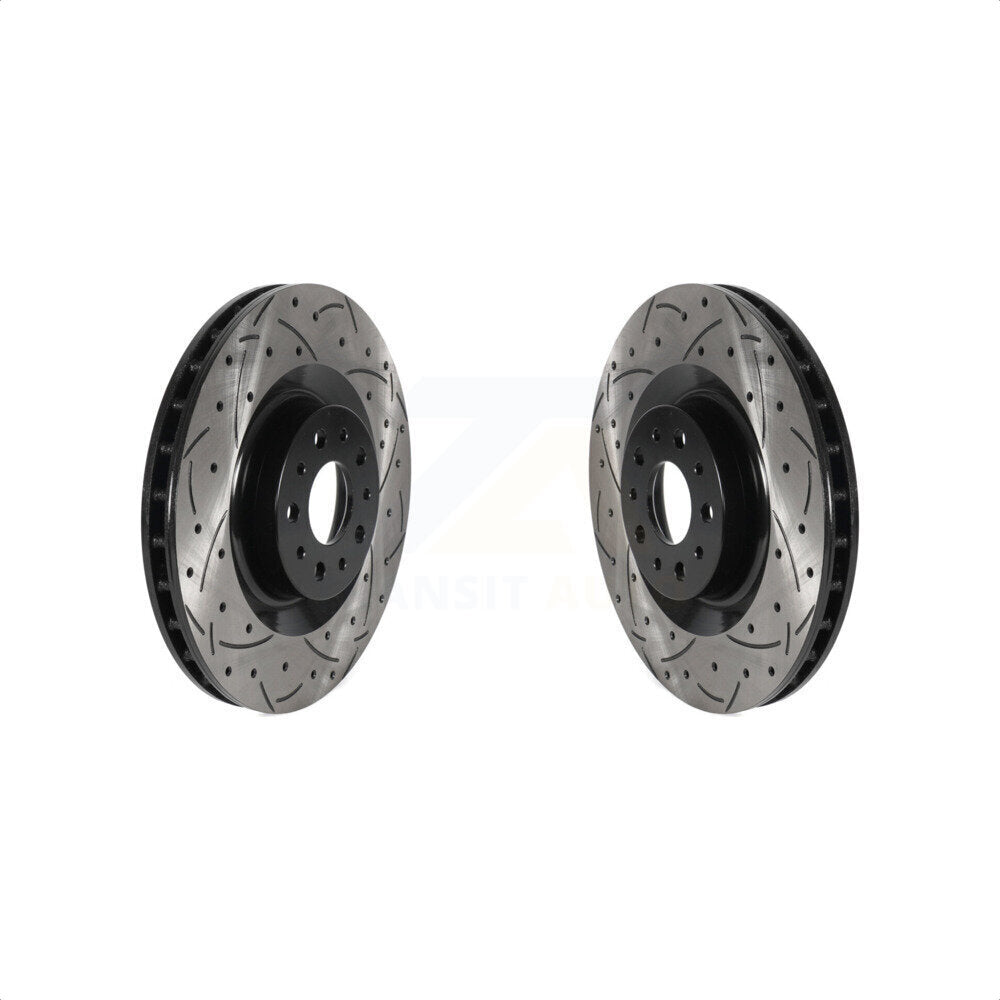 Front Coated Drilled Slotted Disc Brake Rotors Pair For 2014-2020 Fiat 500L KD-100431