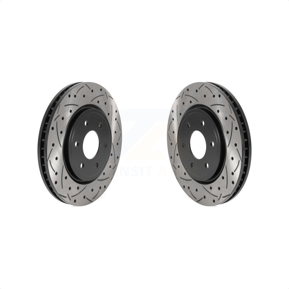 Front Coated Drilled Slotted Disc Brake Rotors Pair For Nissan Frontier Pathfinder Xterra Suzuki Equator KD-100437