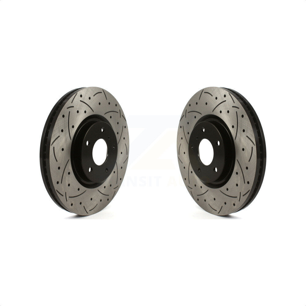 Front Coated Drilled Slotted Disc Brake Rotors Pair For INFINITI G37 G35 Q60 KD-100440