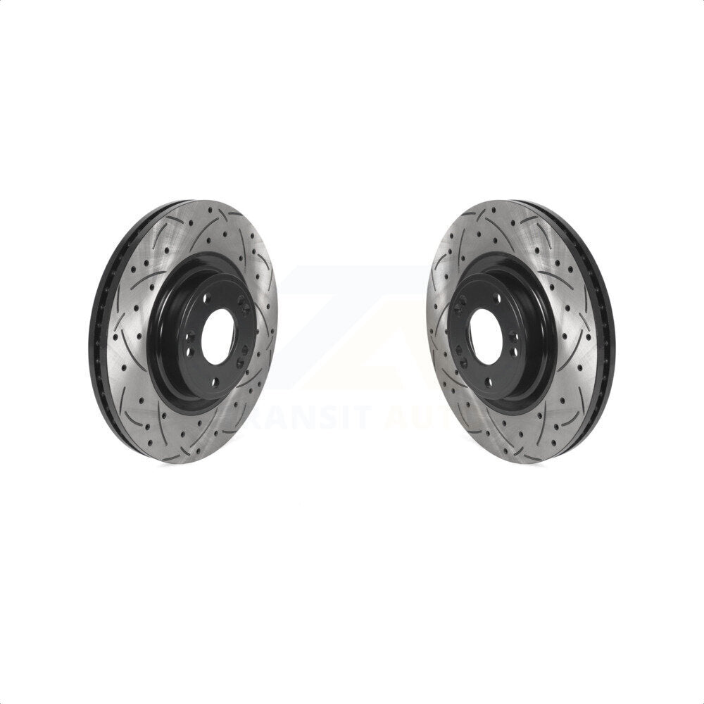 Front Coated Drilled Slotted Disc Brake Rotors Pair For Hyundai Genesis KD-100442
