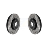 Front Coated Drilled Slotted Disc Brake Rotors Pair For Volvo S60 Land Rover Range Evoque XC70 S80 V60 V70 KD-100443