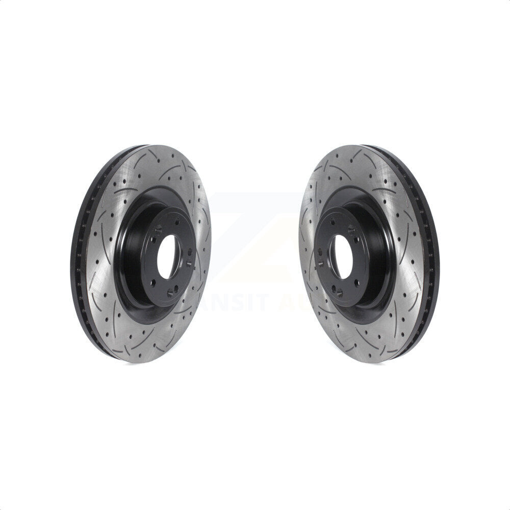 Front Coated Drilled Slotted Disc Brake Rotors Pair For Hyundai Genesis G80 Equus Kia K900 KD-100445