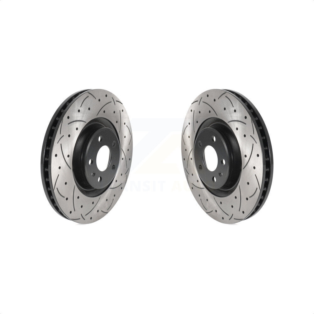 Front Coated Drilled Slotted Disc Brake Rotors Pair For Audi A6 Quattro A7 KD-100447