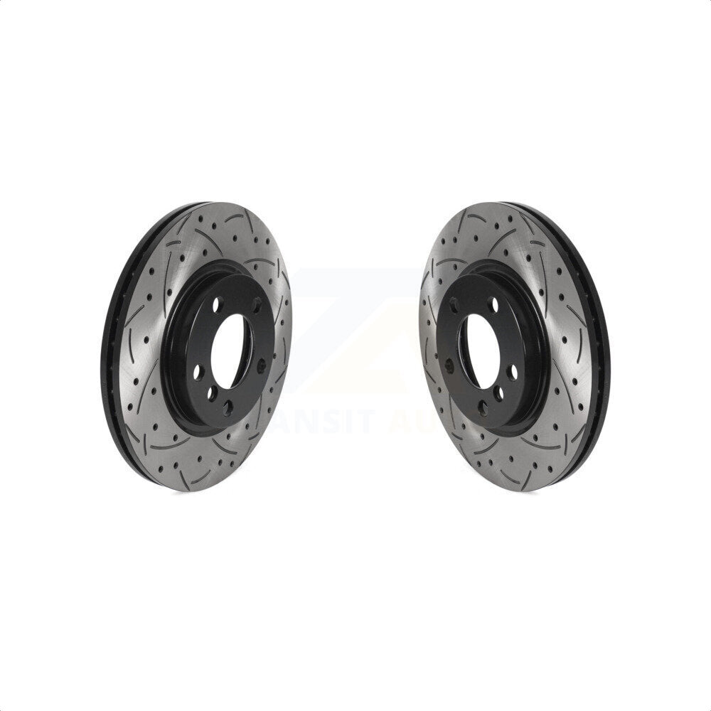 Front Coated Drilled Slotted Disc Brake Rotors Pair For Mini Cooper Countryman Paceman KD-100448