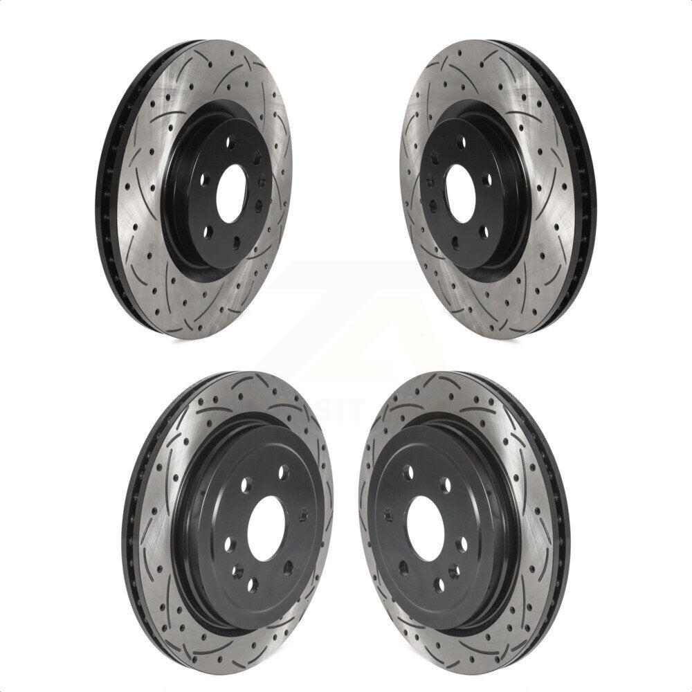 Front Rear Coated Drilled Slotted Disc Brake Rotors Kit For Cadillac SRX Saab 9-4X KD-100455