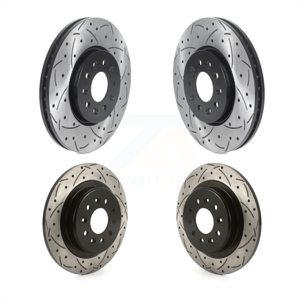 Front Rear Coated Drilled Slotted Disc Brake Rotors Kit For 2016-2018 Buick Envision With 315mm Diameter Rotor KD-100460