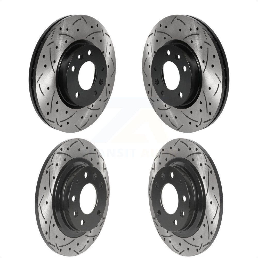 Front Rear Coated Drilled Slotted Disc Brake Rotors Kit For Ford Fusion Mazda 6 Lincoln MKZ Mercury Milan Zephyr KD-100463