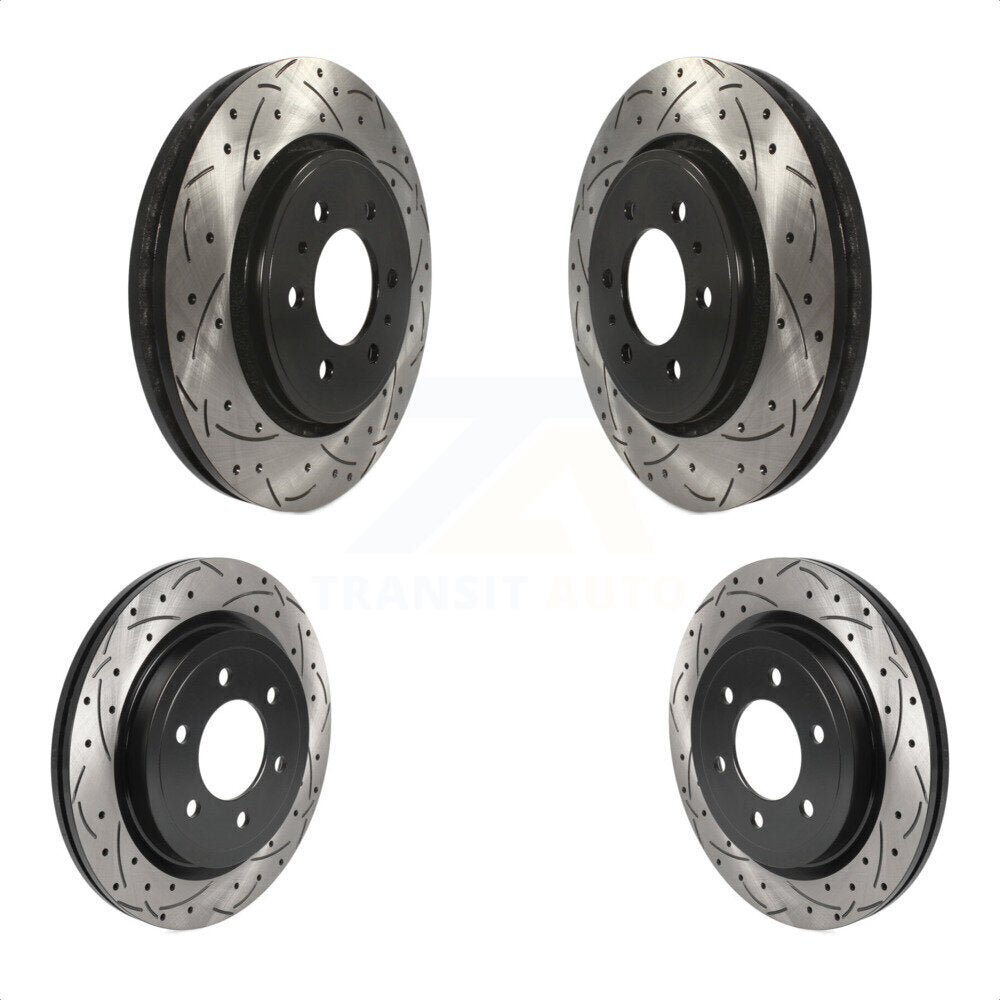 Front Rear Coated Drilled Slotted Disc Brake Rotors Kit For Ford F-150 Expedition Lincoln Navigator KD-100464