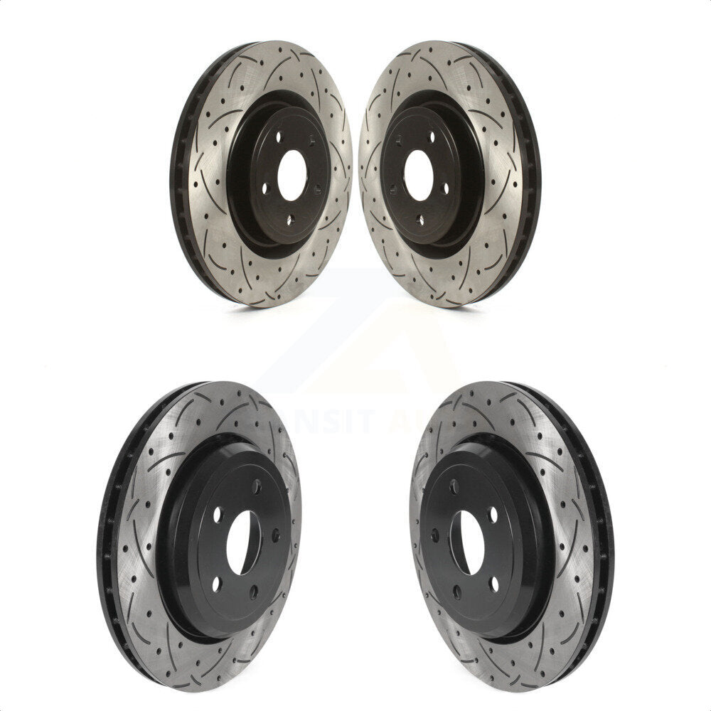 Front Rear Coated Drilled Slotted Disc Brake Rotors Kit For Jeep Grand Cherokee Dodge Durango KD-100465