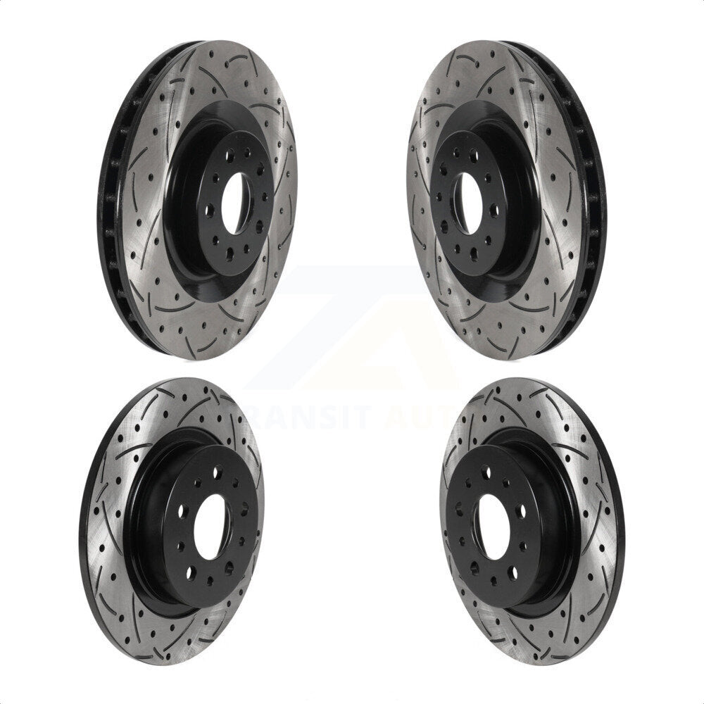 Front Rear Coated Drilled Slotted Disc Brake Rotors Kit For 2014-2020 Fiat 500L KD-100466