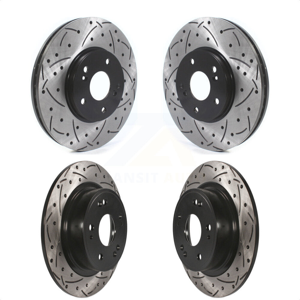 Front Rear Coated Drilled Slotted Disc Brake Rotors Kit For Honda Accord Acura TSX KD-100468
