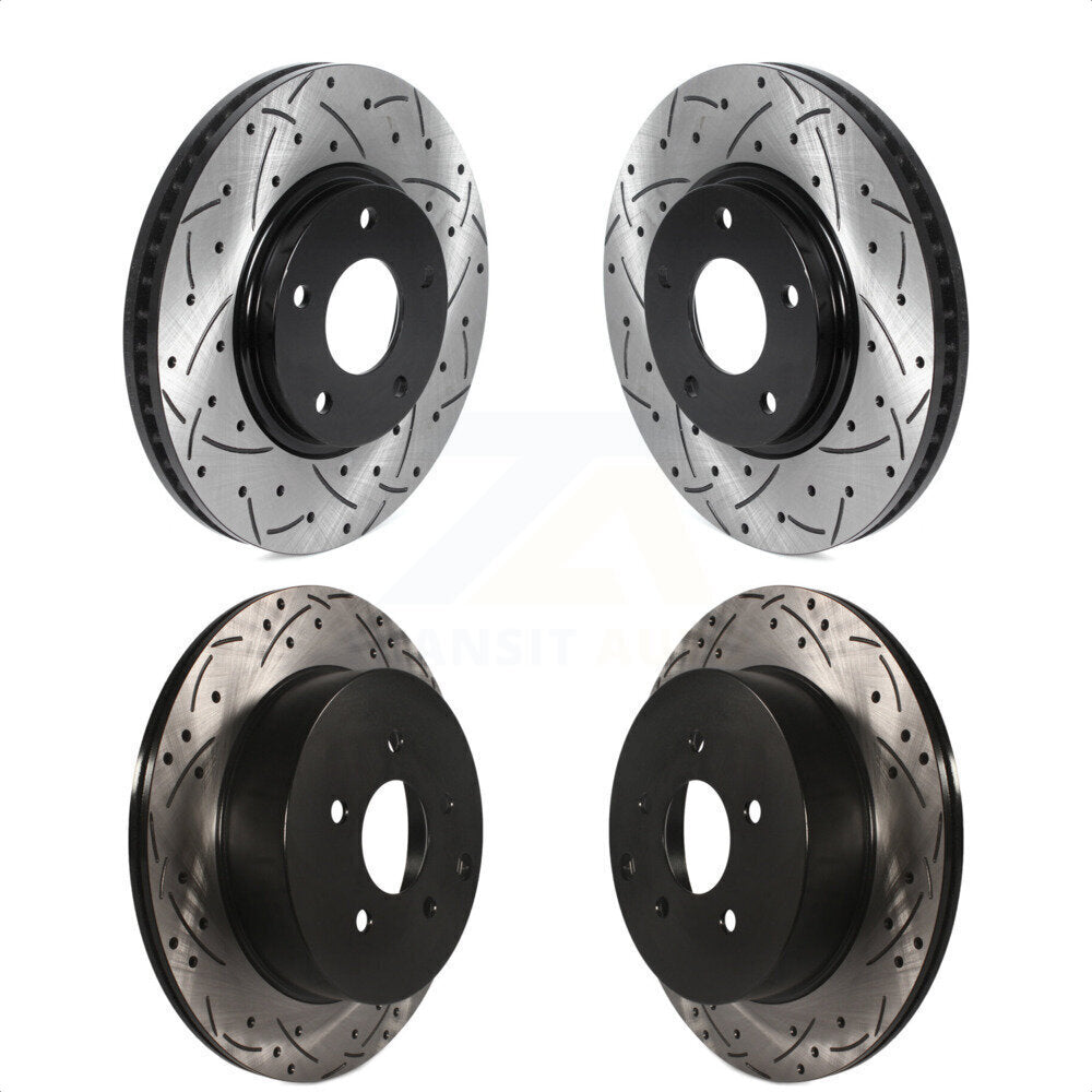 Front Rear Coated Drilled Slotted Disc Brake Rotors Kit For Nissan Quest Pathfinder KD-100471