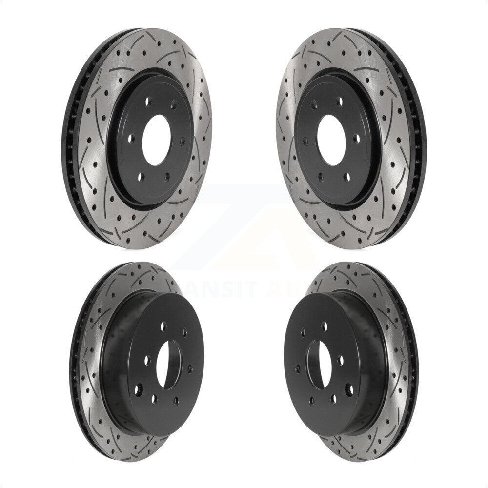 Front Rear Coated Drilled Slotted Disc Brake Rotors Kit For Nissan Frontier Xterra Suzuki Equator KD-100476