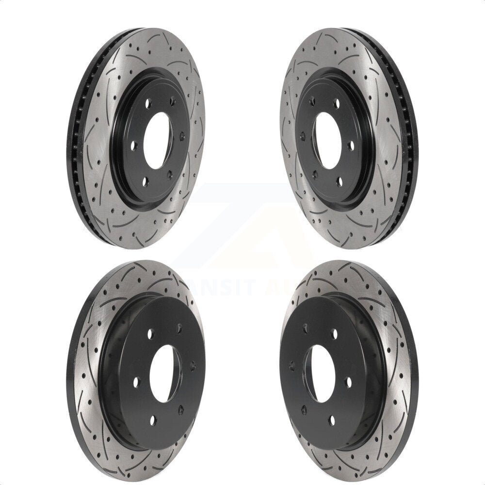 Front Rear Coated Drilled Slotted Disc Brake Rotors Kit For Nissan Armada TITAN INFINITI QX56 KD-100486