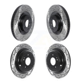 Front Rear Coated Drilled Slotted Disc Brake Rotors Kit For Hyundai Genesis G80 Kia K900 KD-100496