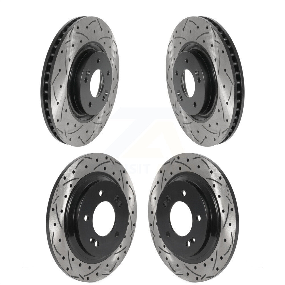 Front Rear Coated Drilled Slotted Disc Brake Rotors Kit For Kia Optima Hyundai Sonata Cadenza Azera KD-100501