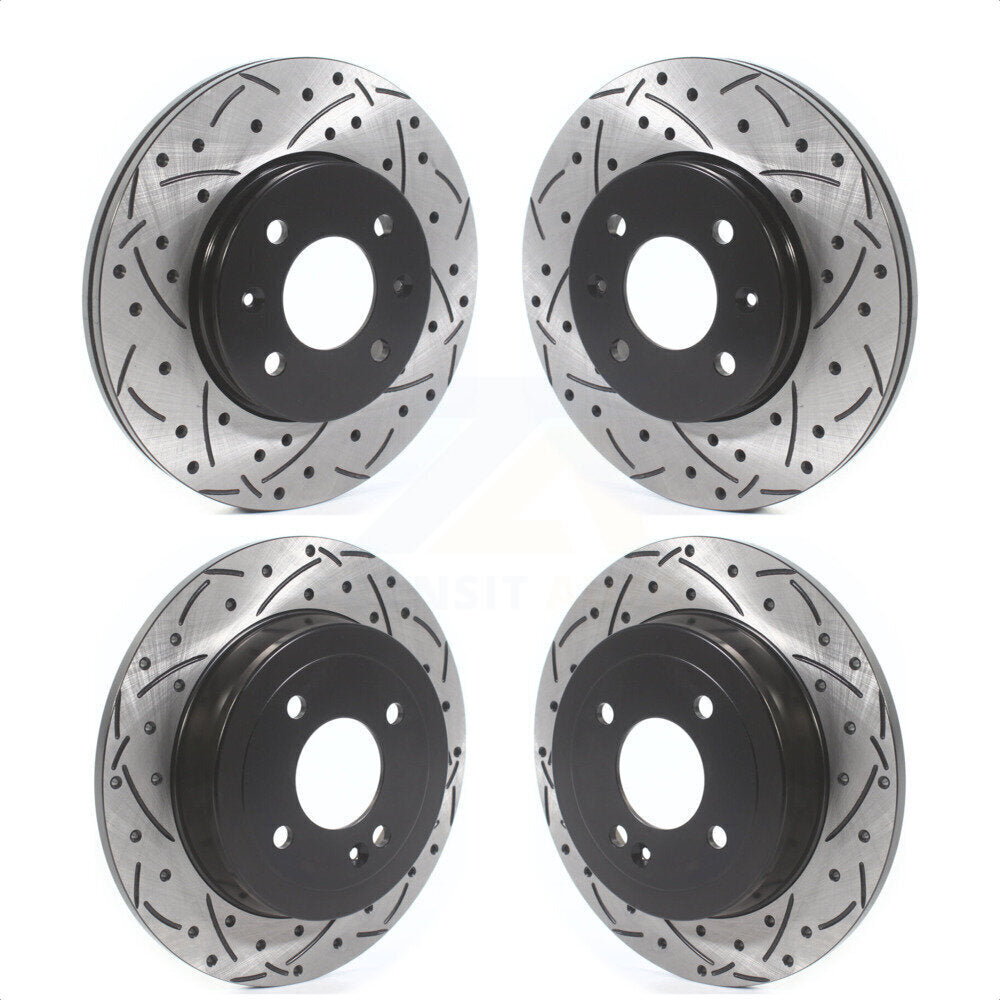 Front Rear Coated Drilled Slotted Disc Brake Rotors Kit For Hyundai Accent Kia Rio KD-100506