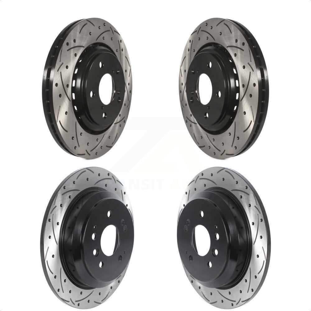 Front Rear Coated Drilled Slotted Disc Brake Rotors Kit For Honda Pilot Ridgeline Passport KD-100508