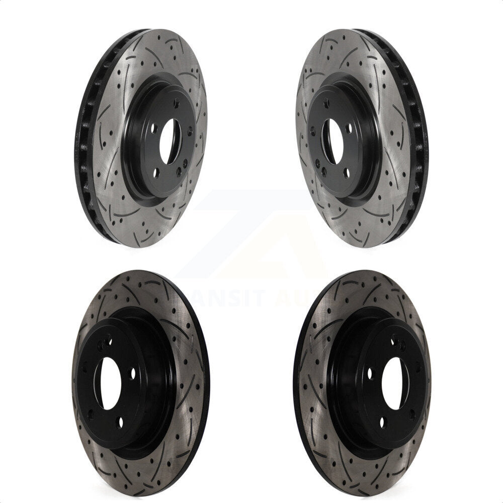 Front Rear Coated Drilled Slotted Disc Brake Rotors Kit For Mercedes-Benz CLA250 GLA250 INFINITI QX30 B Electric Drive B250 KD-100509