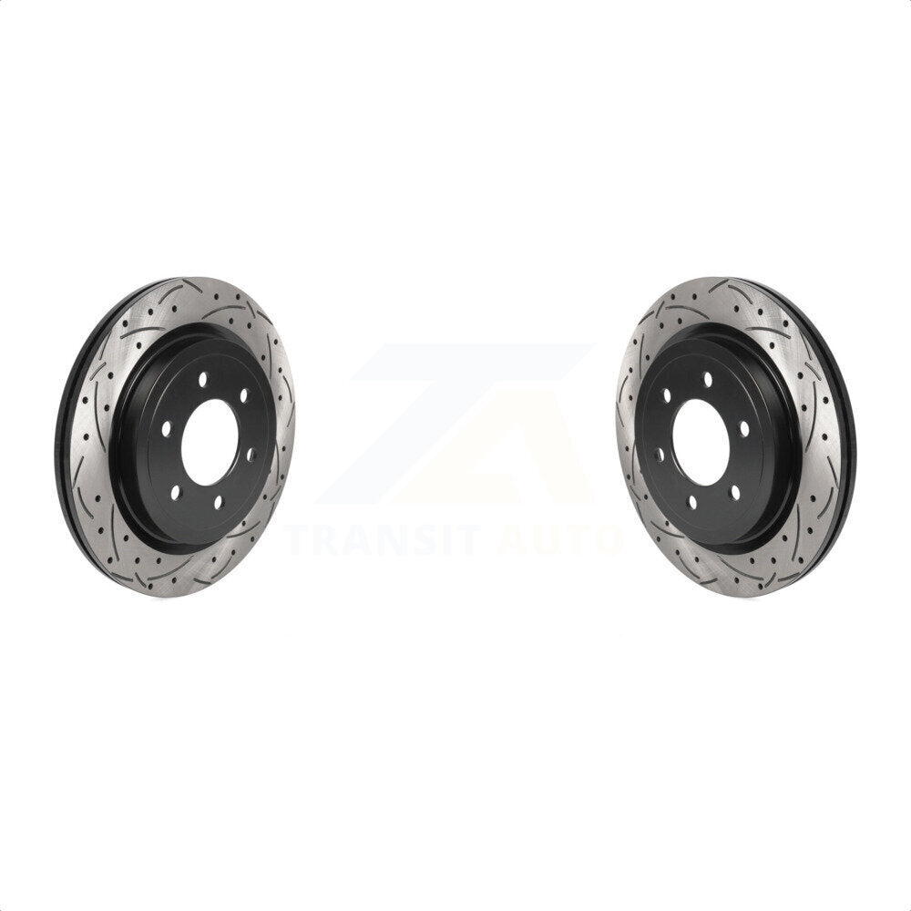 Rear Coated Drilled Slotted Disc Brake Rotors Pair For Ford F-150 Expedition Lincoln Navigator KD-100522
