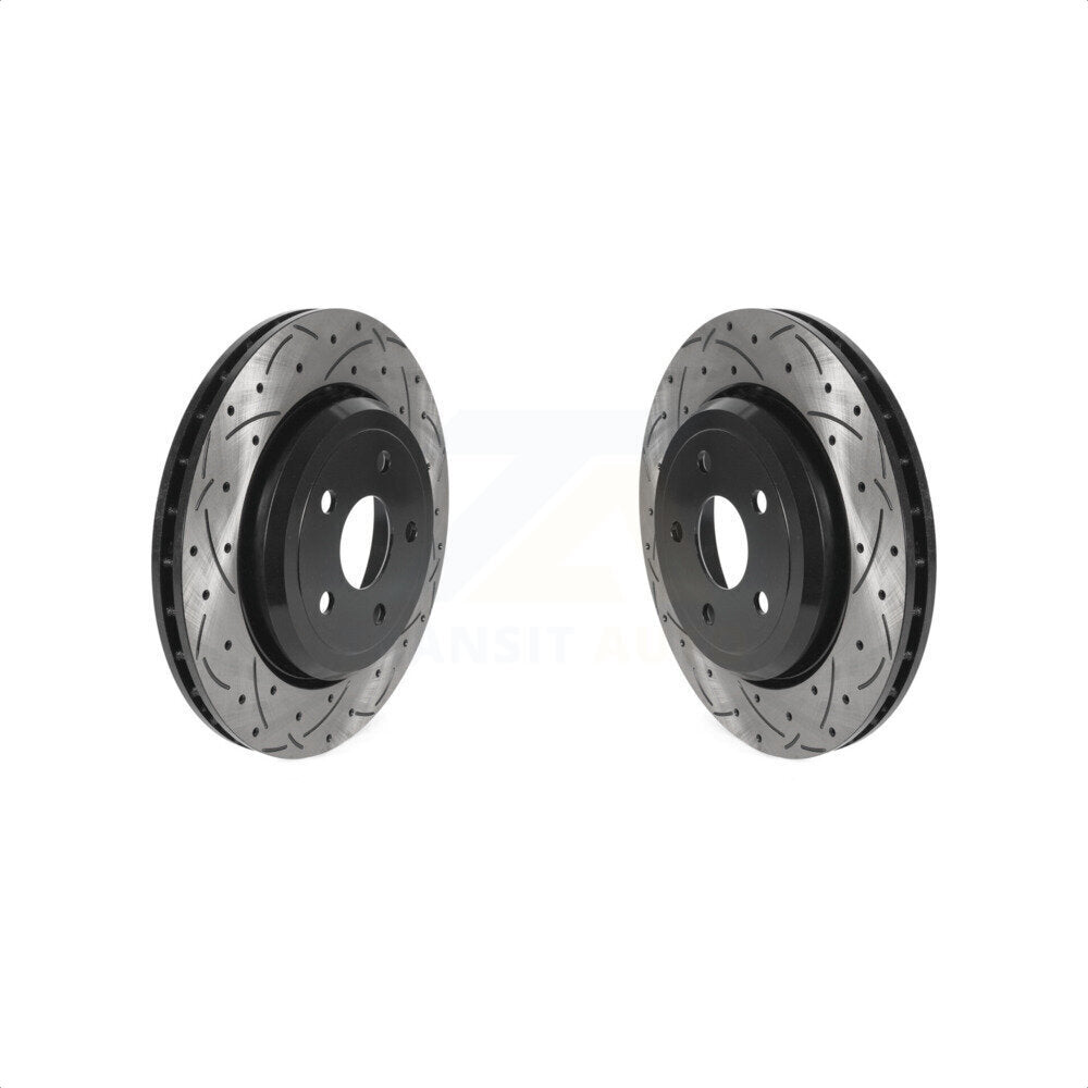 Rear Coated Drilled Slotted Disc Brake Rotors Pair For Jeep Grand Cherokee Dodge Durango KD-100523