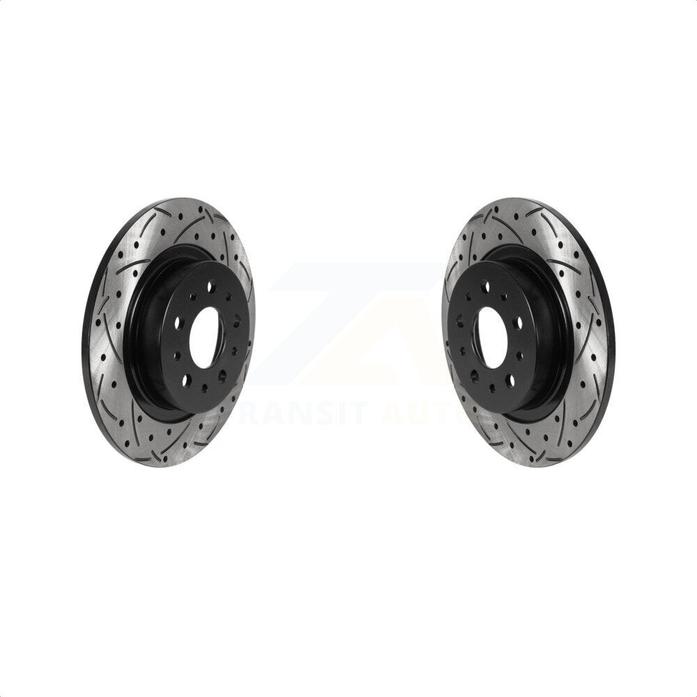 Rear Coated Drilled Slotted Disc Brake Rotors Pair For 2014-2020 Fiat 500L KD-100524