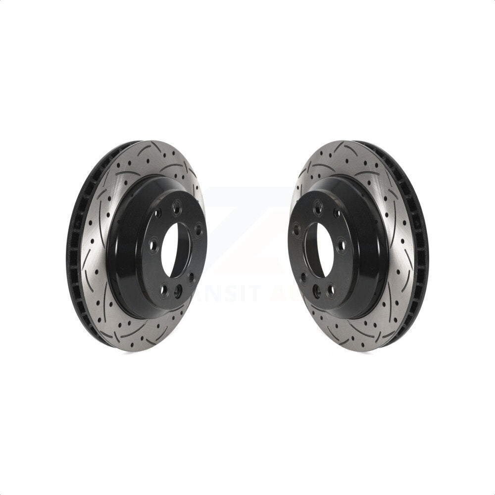 Rear Coated Drilled Slotted Disc Brake Rotors Pair For Porsche Cayenne Audi Q7 Volkswagen Touareg KD-100529