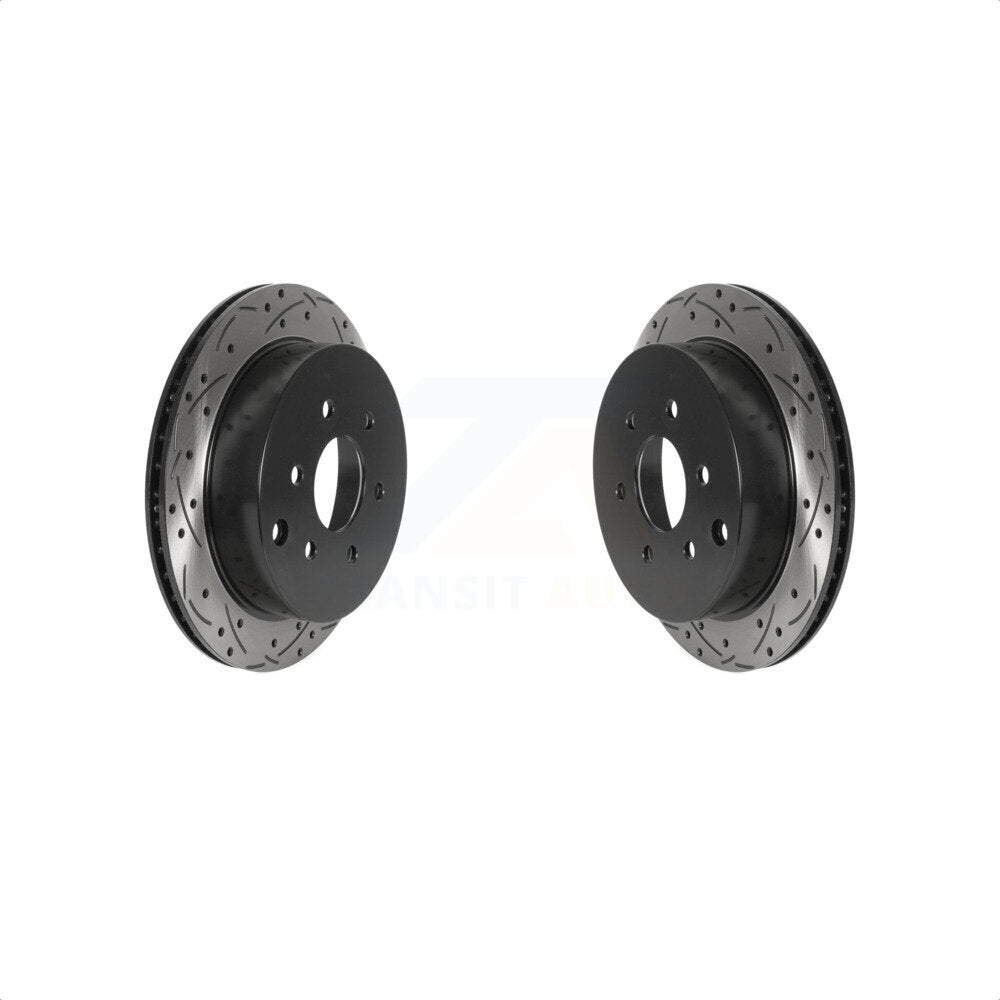 Rear Coated Drilled Slotted Disc Brake Rotors Pair For Nissan Frontier Xterra Suzuki Equator KD-100530