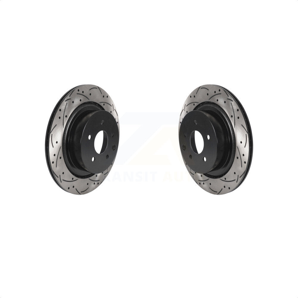 Rear Coated Drilled Slotted Disc Brake Rotors Pair For INFINITI G37 G35 Q60 KD-100532
