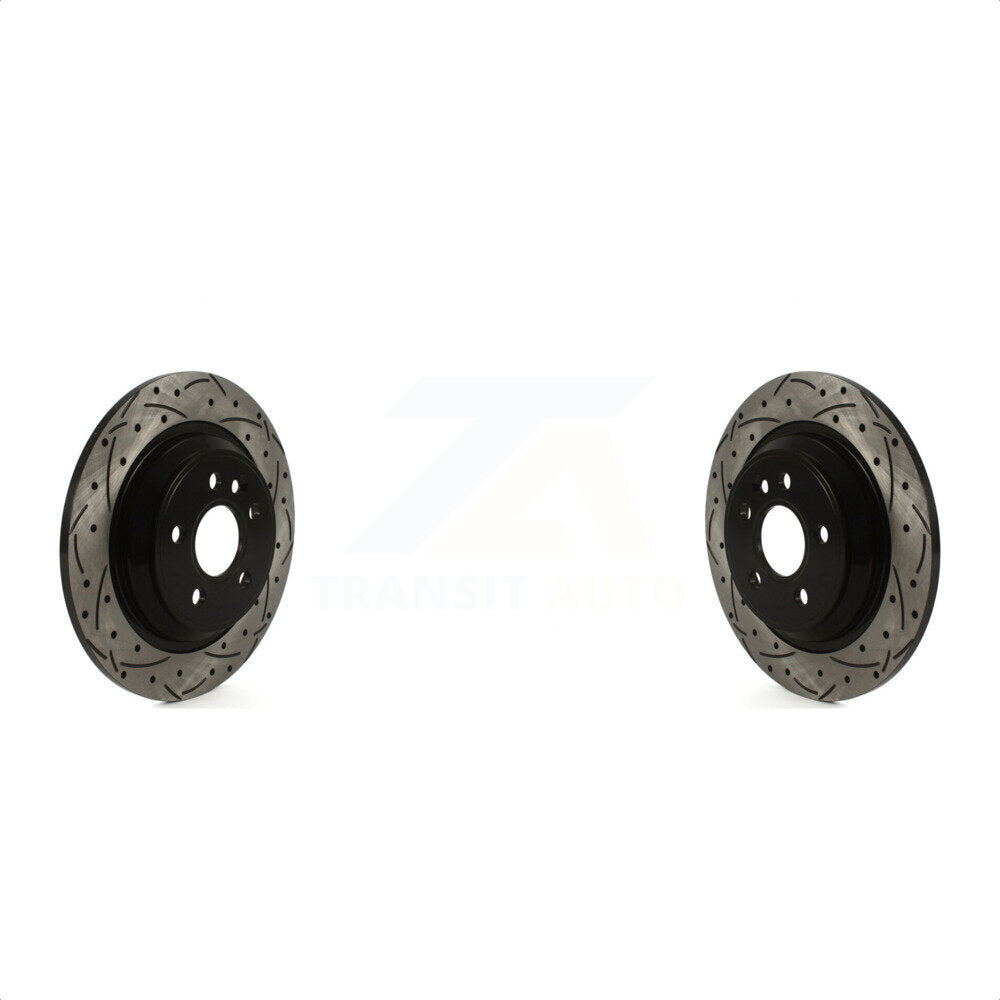 Rear Coated Drilled Slotted Disc Brake Rotors Pair For Volvo S60 XC70 S80 V60 Cross Country V70 KD-100533