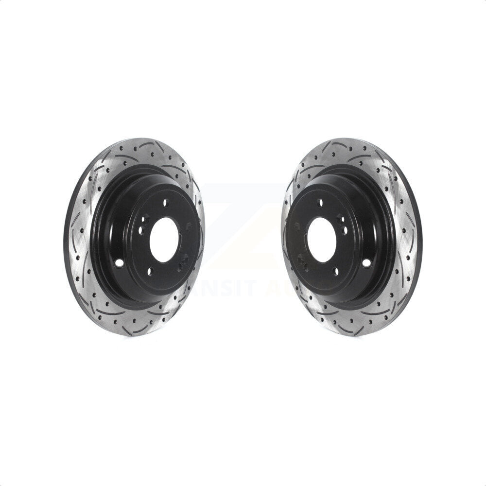 Rear Coated Drilled Slotted Disc Brake Rotors Pair For Hyundai Genesis G80 Kia K900 KD-100535