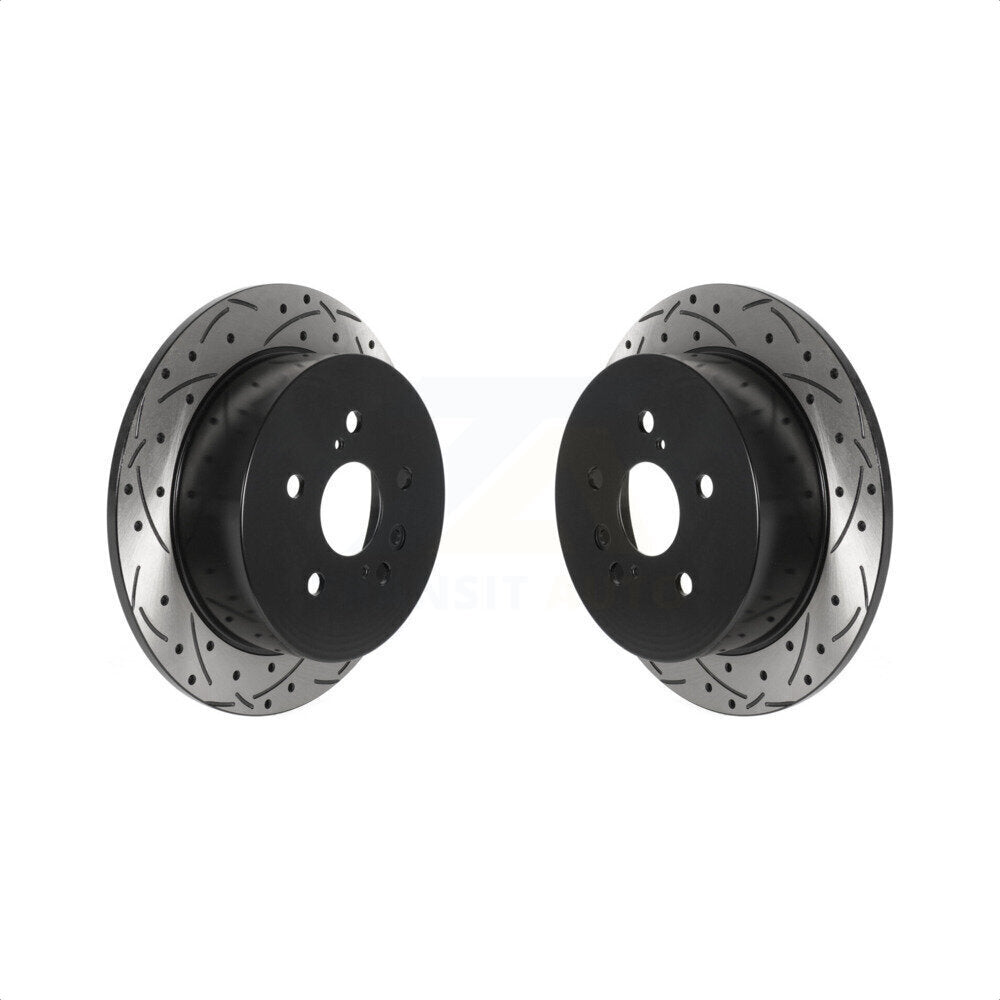 Rear Coated Drilled Slotted Disc Brake Rotors Pair For 2009-2016 Toyota Venza KD-100536