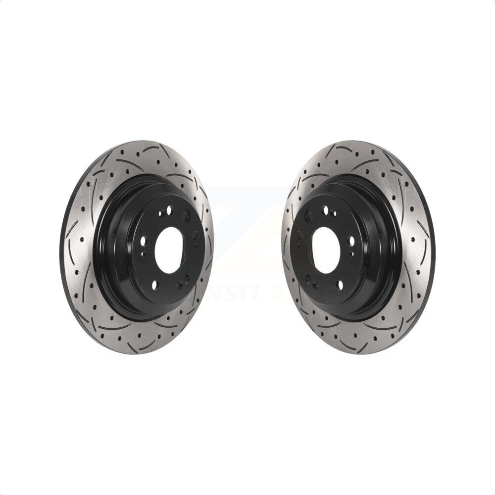 Rear Coated Drilled Slotted Disc Brake Rotors Pair For 2009-2014 Acura TL KD-100537