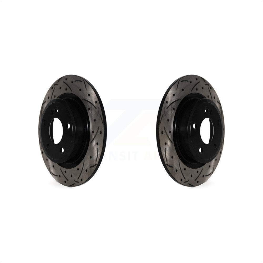Rear Coated Drilled Slotted Disc Brake Rotors Pair For Mercedes-Benz CLA250 GLA250 INFINITI QX30 B Electric Drive B250e B250 KD-100547