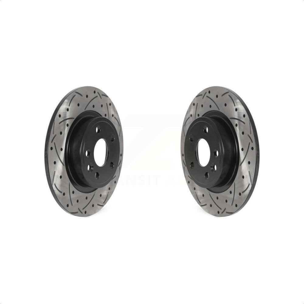 Rear Coated Drilled Slotted Disc Brake Rotors Pair For Land Rover Discovery Sport Jaguar E-Pace KD-100549