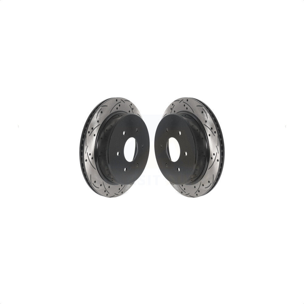Rear Coated Drilled Slotted Disc Brake Rotors Pair For 2017-2022 Nissan TITAN KD-100552