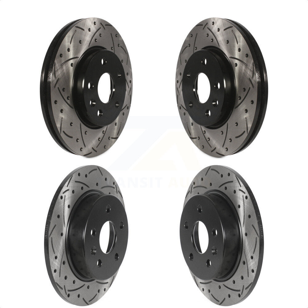 Front Rear Coated Drilled Slotted Disc Brake Rotors Kit For Chevrolet Cruze Volt Bolt EV EUV KD-100558