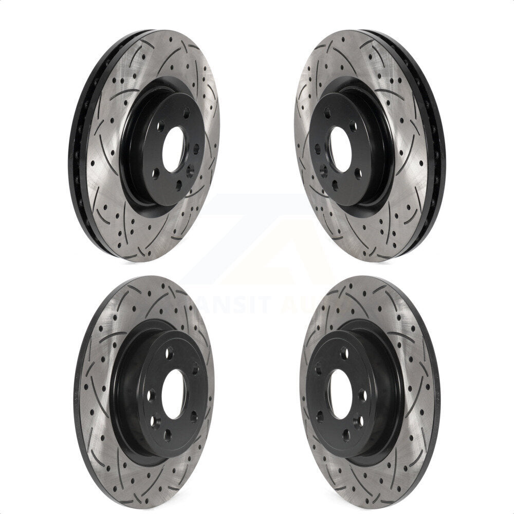 Front Rear Coated Drilled Slotted Disc Brake Rotors Kit For Land Rover Discovery Sport Jaguar E-Pace KD-100561