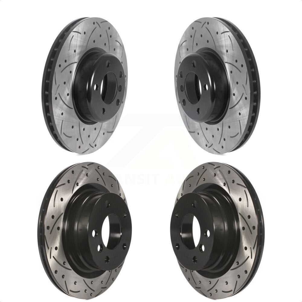 Front Rear Coated Drilled Slotted Disc Brake Rotors Kit For 2017 BMW 328d With 340mm Diameter Rotor KD-100562