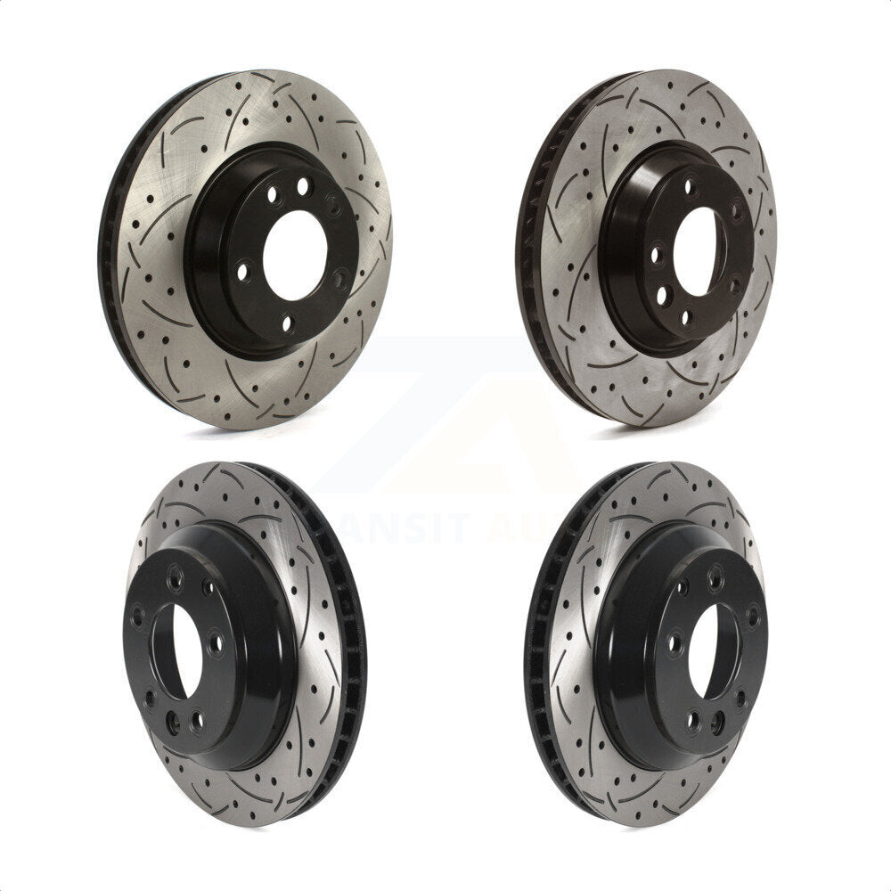 Front Rear Coated Drilled Slotted Disc Brake Rotors Hub Assembly Kit For Audi Q7 Volkswagen Touareg Porsche Cayenne KD-100566