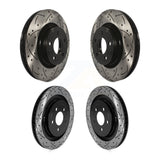 Front Rear Coated Drilled Slotted Disc Brake Rotors Kit For 2015 Ford Mustang EcoBoost Premium Without Performance Package KD-100575