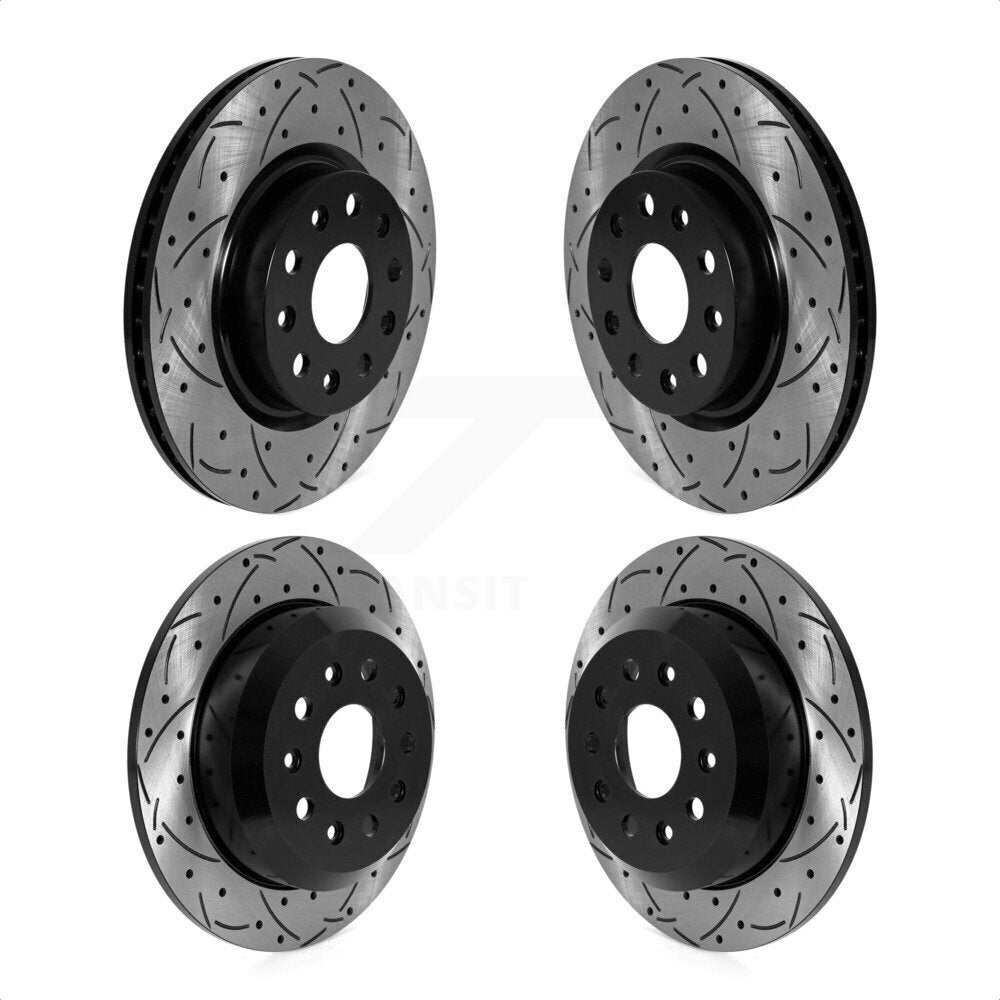 Front Rear Coated Drilled Slotted Disc Brake Rotors Kit For 2018-2022 Jeep Wrangler Without Heavy Duty Brakes Code BRY KD-100576